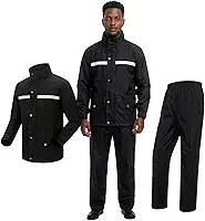 Capa de Chuva, camada Impermeável com Faixa Refletiva – Kit Jaqueta + Calça Corta Vento para Motociclista, Ciclista, Entregador, Pescador – Proteção Contra Chuva e Vento Tamanho XG 170-175cm 60-75kg