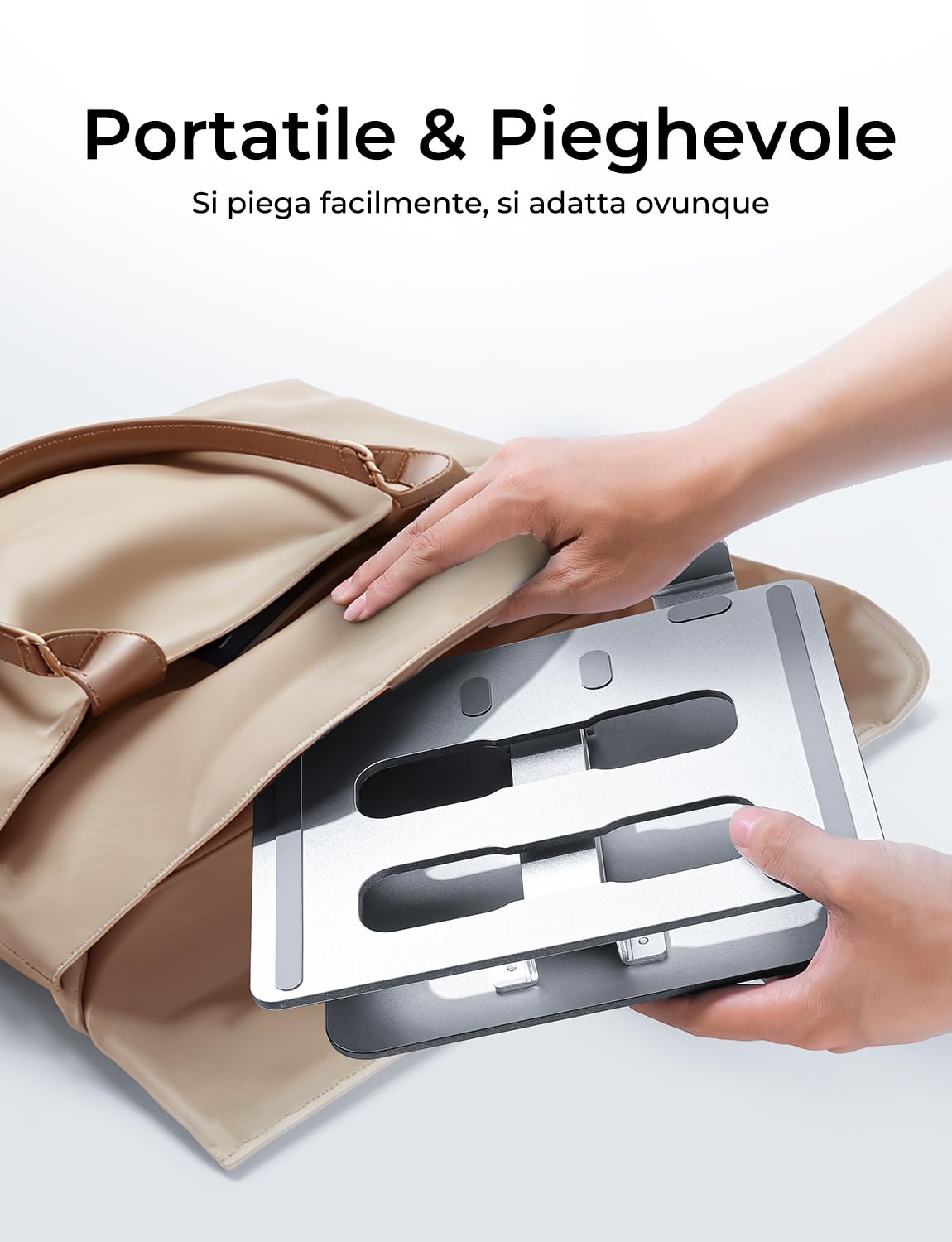 CIRYCASE Supporto PC Portatile Ergonomico, Altezza Regolabile Laptop Stand Alluminio Pieghevole, Raffreddamento Rialzo PC Scrivania Compatibile con MacBook Pro/Air, Cassetti Tastiera Laptop da 10-16"