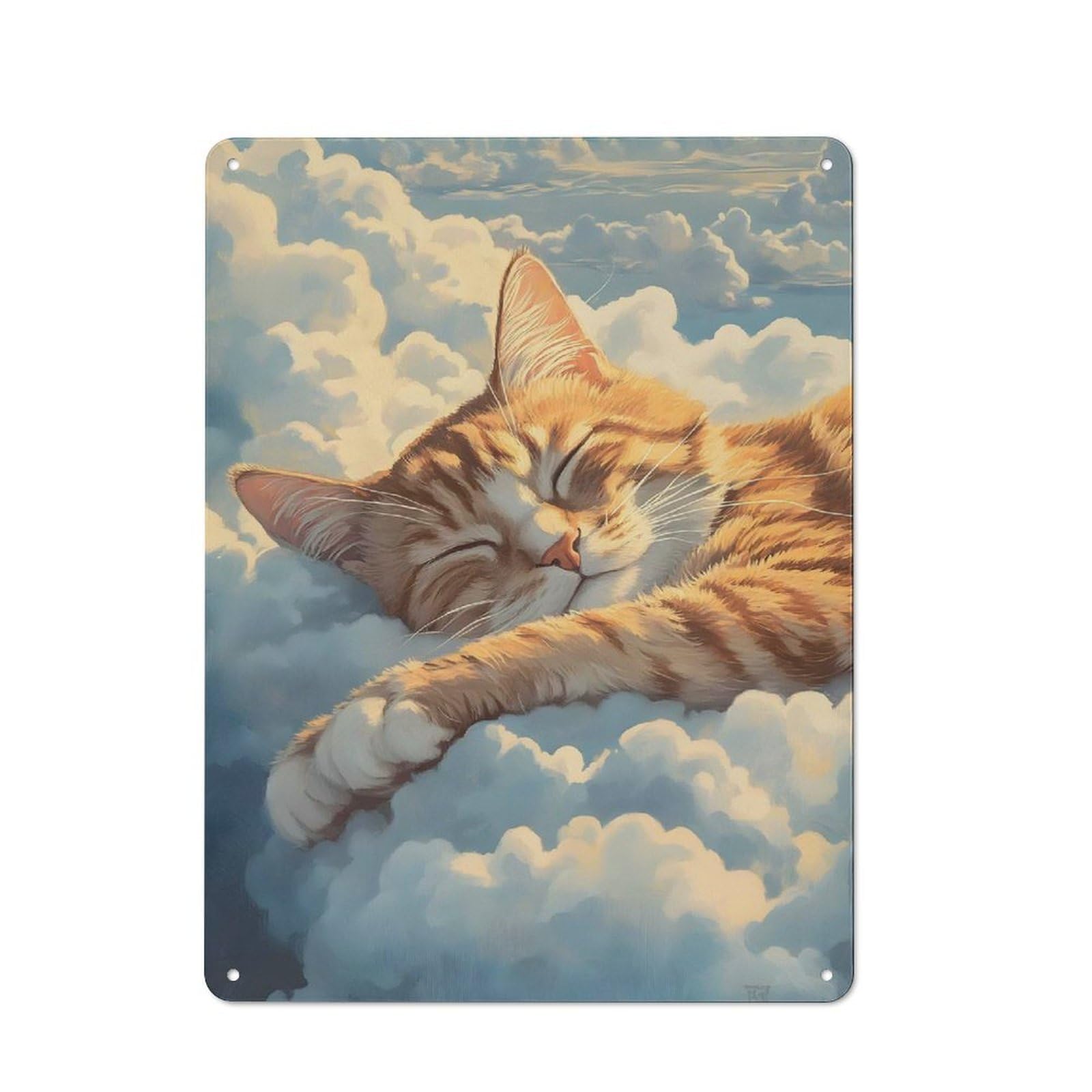 Junmoney Cat Cute Retro-Style Metal Plaque 40X30cm For Garage Or Workshop, For Garage, Workshop And Man Cave Decoration