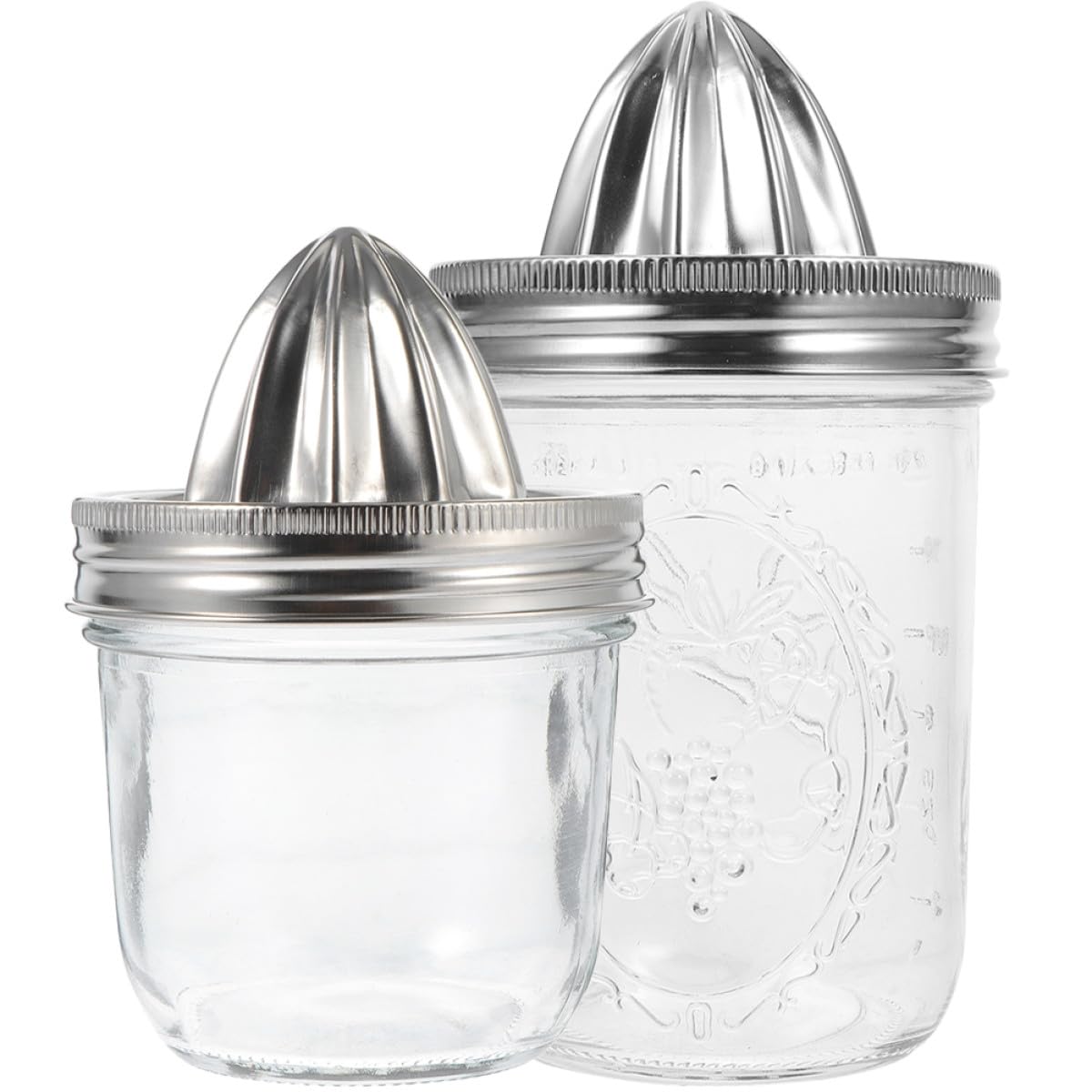 Hohopeti Exprimidor Manual de Limón y Naranja 2 Piezas Acero Inoxidable para Mason Jar 480ml 280ml Prensa Cítricos Portátil Uso Doméstico y Cocina