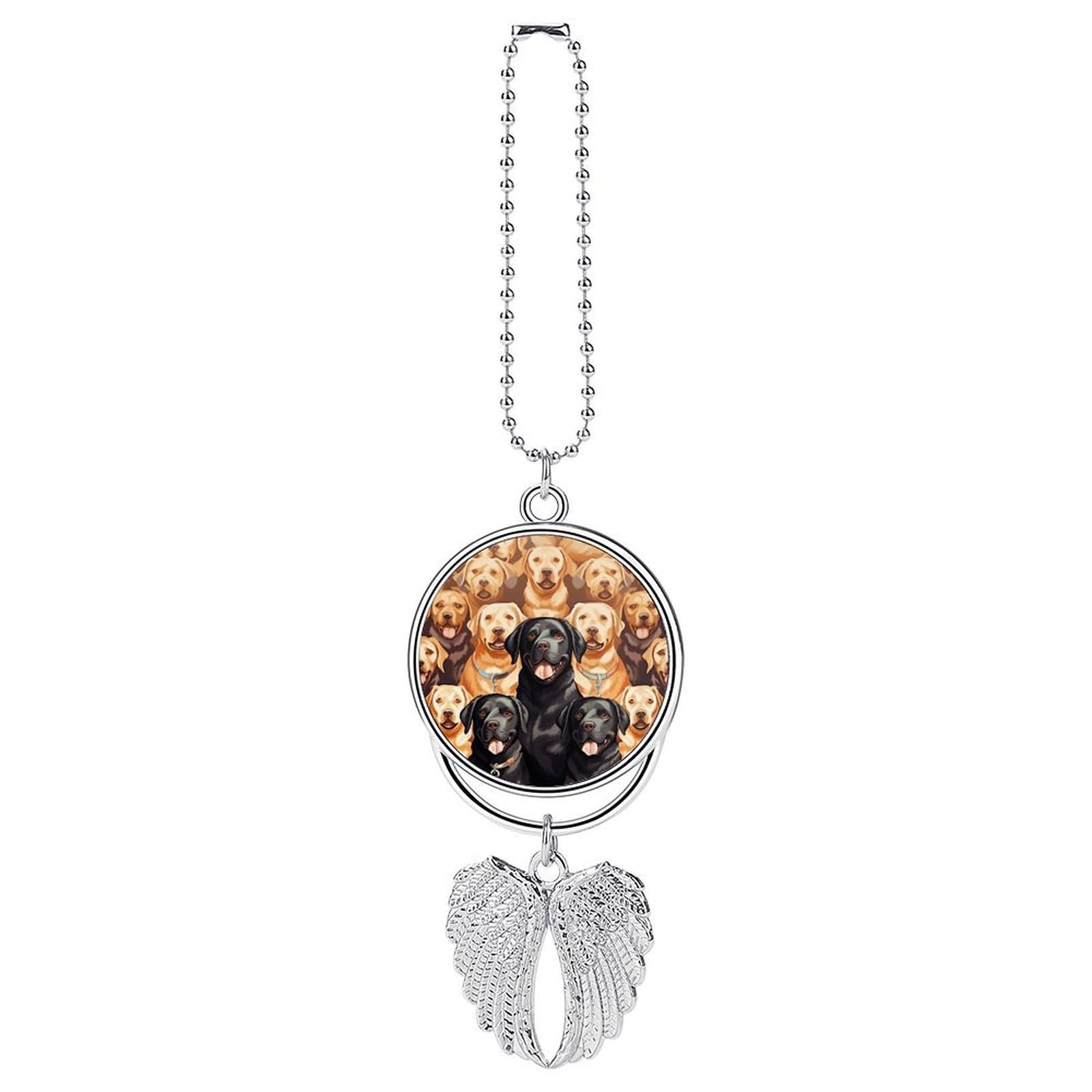 Car Charm Zinc Alloy Rearview Mirror Hanging Ornament Premium Metal Labrador Retriever Dogs Car Pendant for Auto Interior Decor Accessories,Unique Gift for Adult,Silver-Style