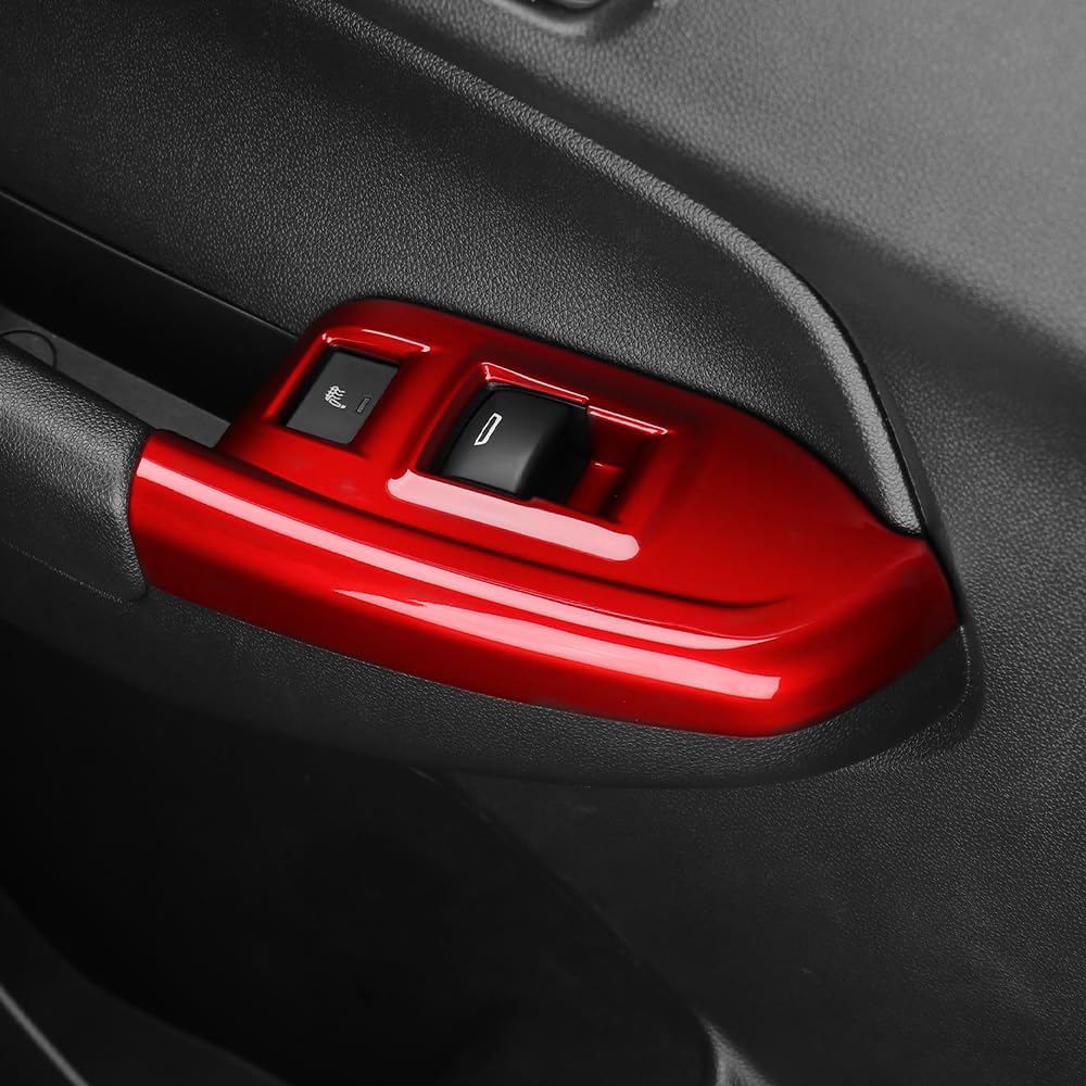 Cnaurda Door Window Control Panel Cove, Door Lock Switch Trim Compatible with Chevy Trailblazer 2021-2023 Interior Accessories (Red)