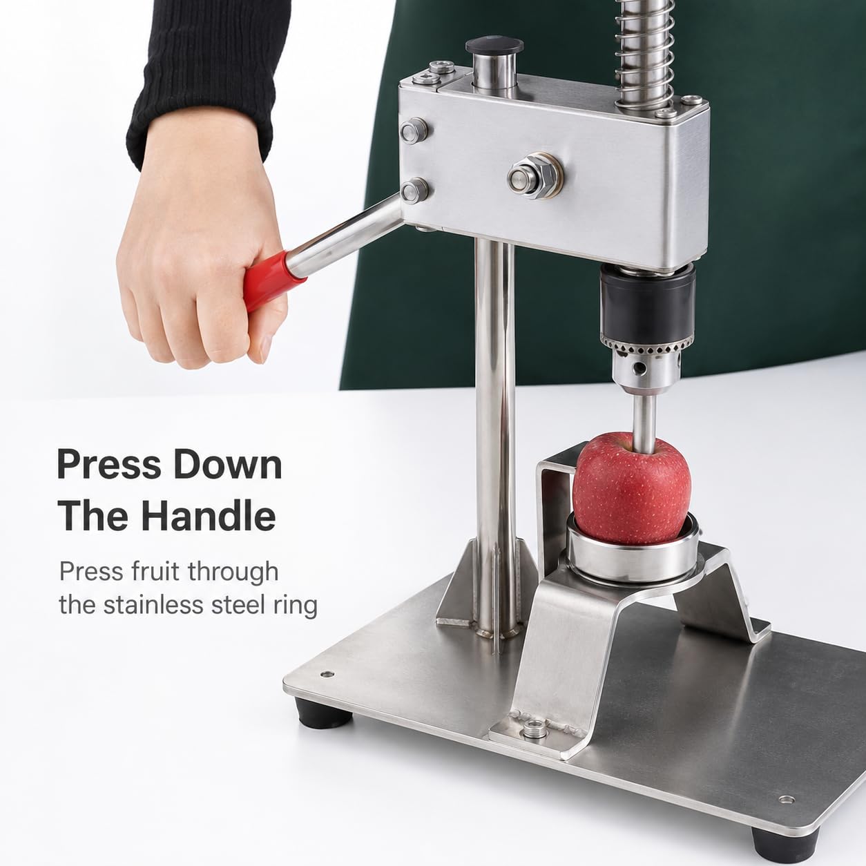 Descorazonador de frutas con asa, cuchillas reemplazables para una fácil extracción del núcleo, incluye cuchillas de 9 mm, 11 mm y 12 mm para preparación de cocina