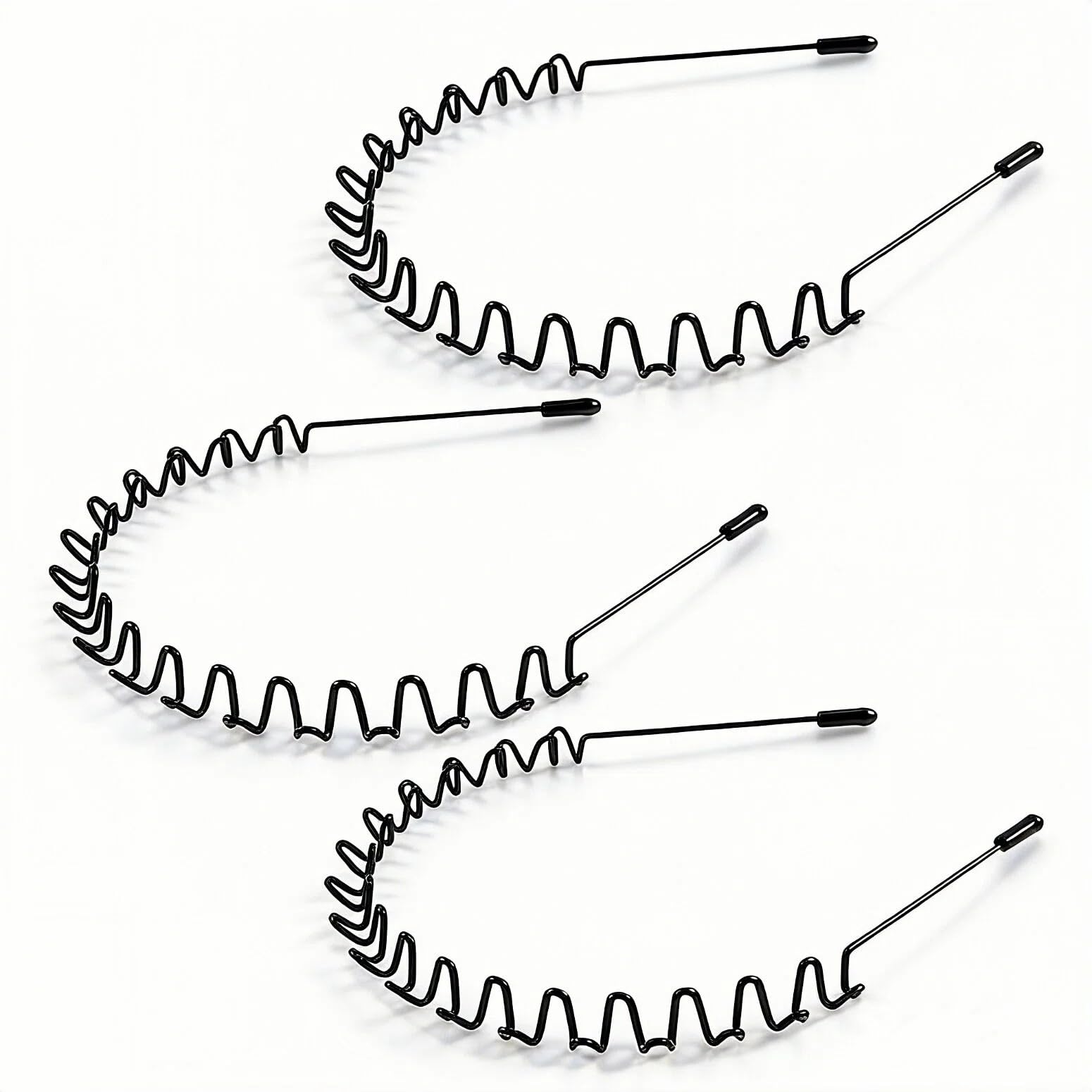 Metal Hair Bands Men's Headband Elastic Zigzag Headbands Outdoor Sports Headbands Fashion Simple Anti-Slip Hair Accessories (3 Pack)