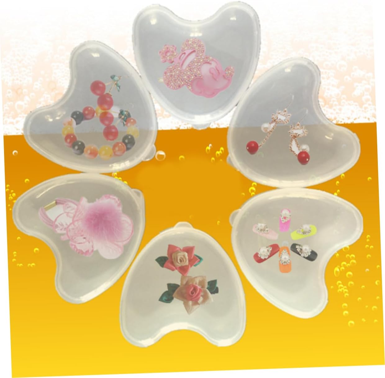 KOMBIUDA Case Box Cleaning and Storage Plastic Case Heart Shape Design for Beauty