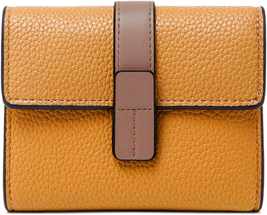 AOXONEL Small Womens Wallet Leather Wallets for Women Rfid Ladies Wallets Trifold Wallet Compact Thin with Card Slots and Zipper Coin Pocket (Yellow)