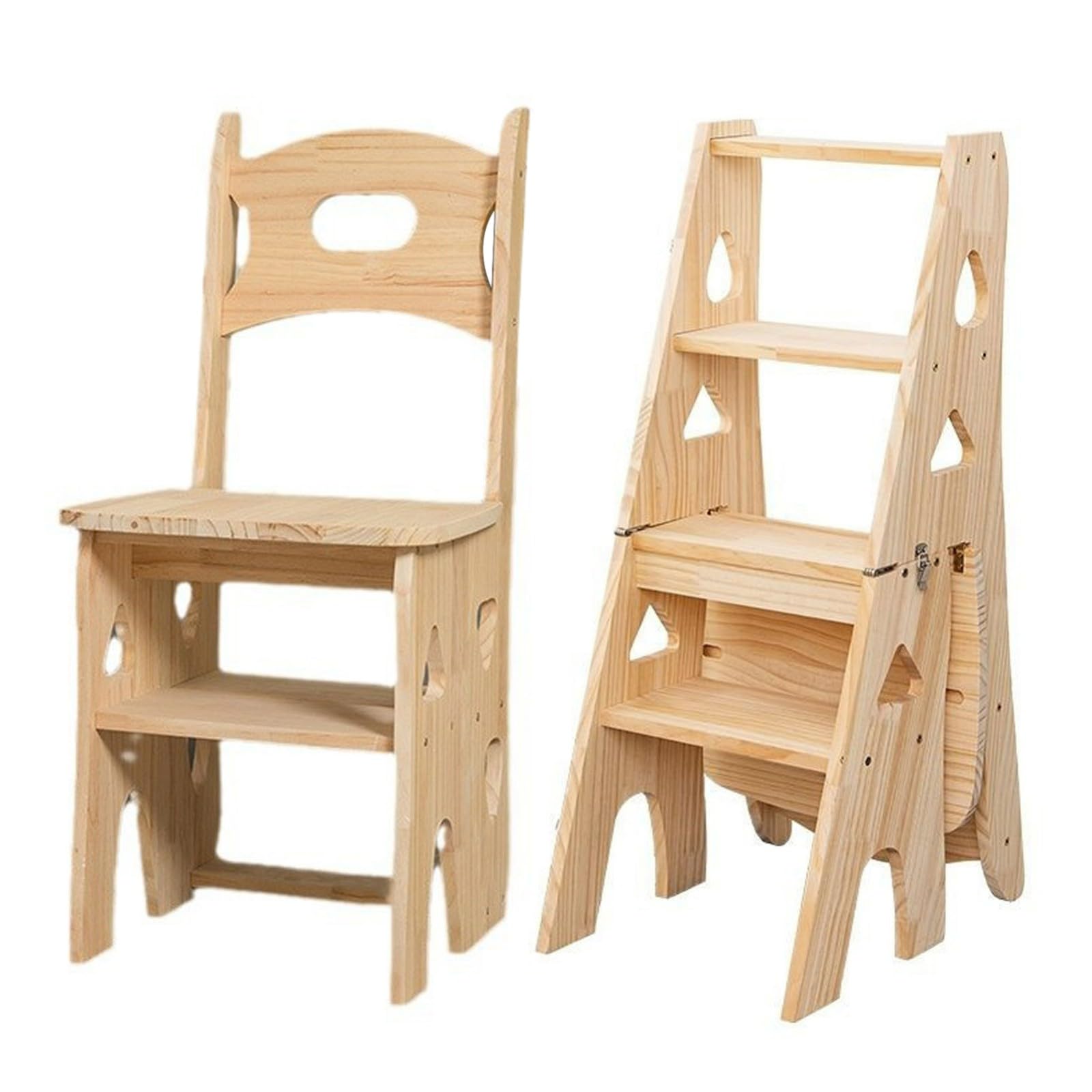 Chaise échelle pliante en bois tabouret multifonctionnel