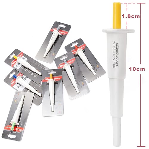 Miniatura 6 de ONiLAB Mini pipeta de volumen fijo pipeta manual de un solo canal, micro pipeta de laboratorio, micropipeta l 30l amarillo