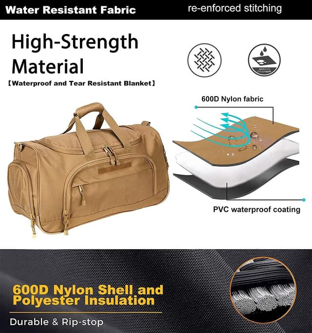 Gym Bag for Women & Men Tactical Duffle Military Weekender Travel Work Out Bags Lightweight Waterproof Sports Tote Shoe Pocket4