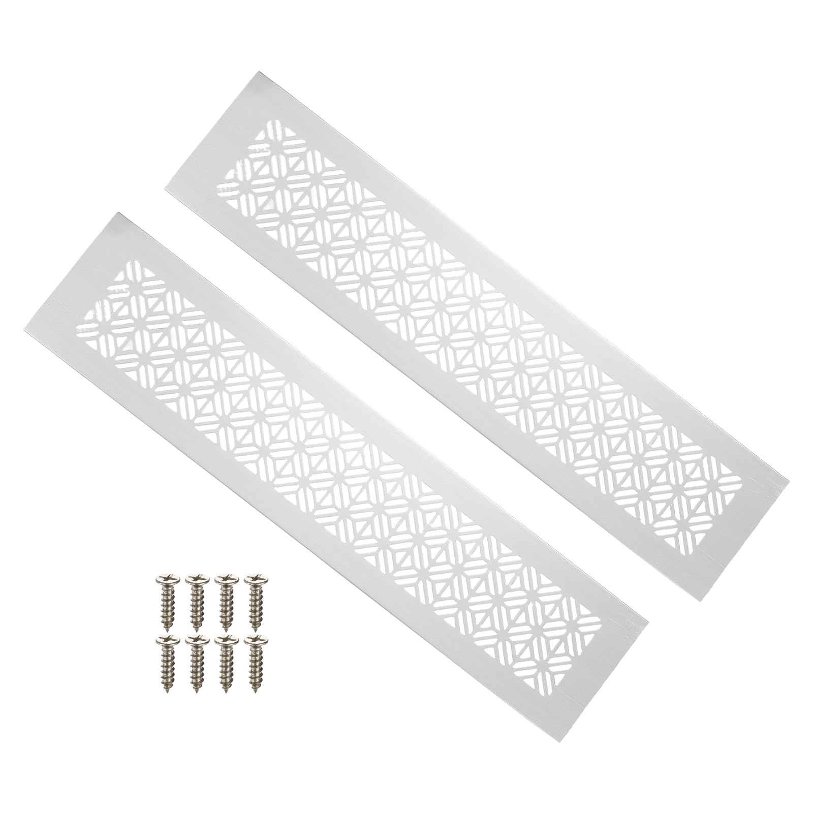 PATIKIL 400mm x 80mm Door Air Vent Cover, 2 Pcs Heavy Duty Aluminum Grille Ventilation Cover Louvered with Mounting Screws for Cabinet Wardrobe Door, Light Grey