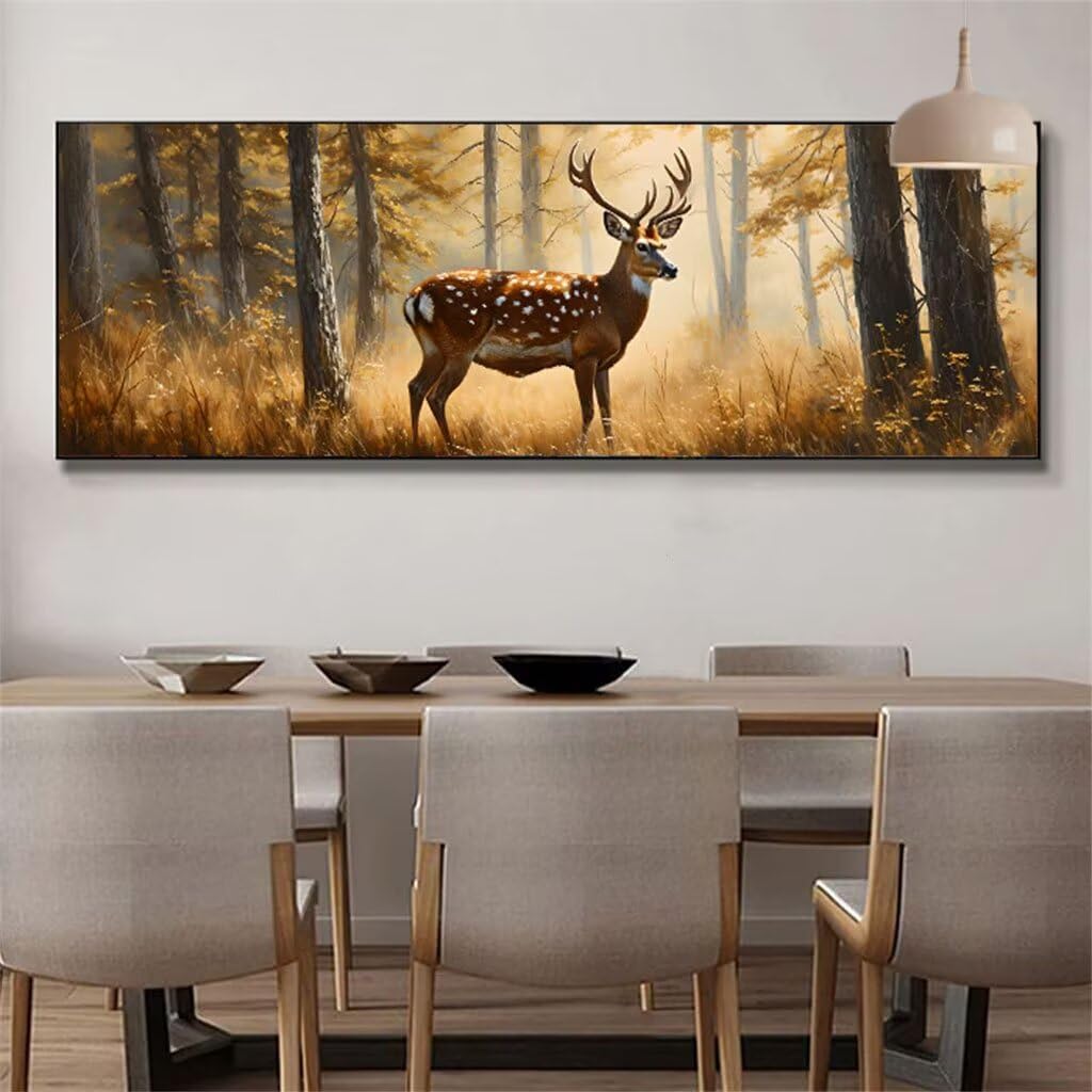 Forest Diamond Art Kits for Adults, DIY Diamond Painting Deer Paint by Numbers Kit for Beginners, 5D Full Drill Diamond Dots Gem Art and Crafts for Home Wall Decor, Hobbies for Women 16x48inch H1-247