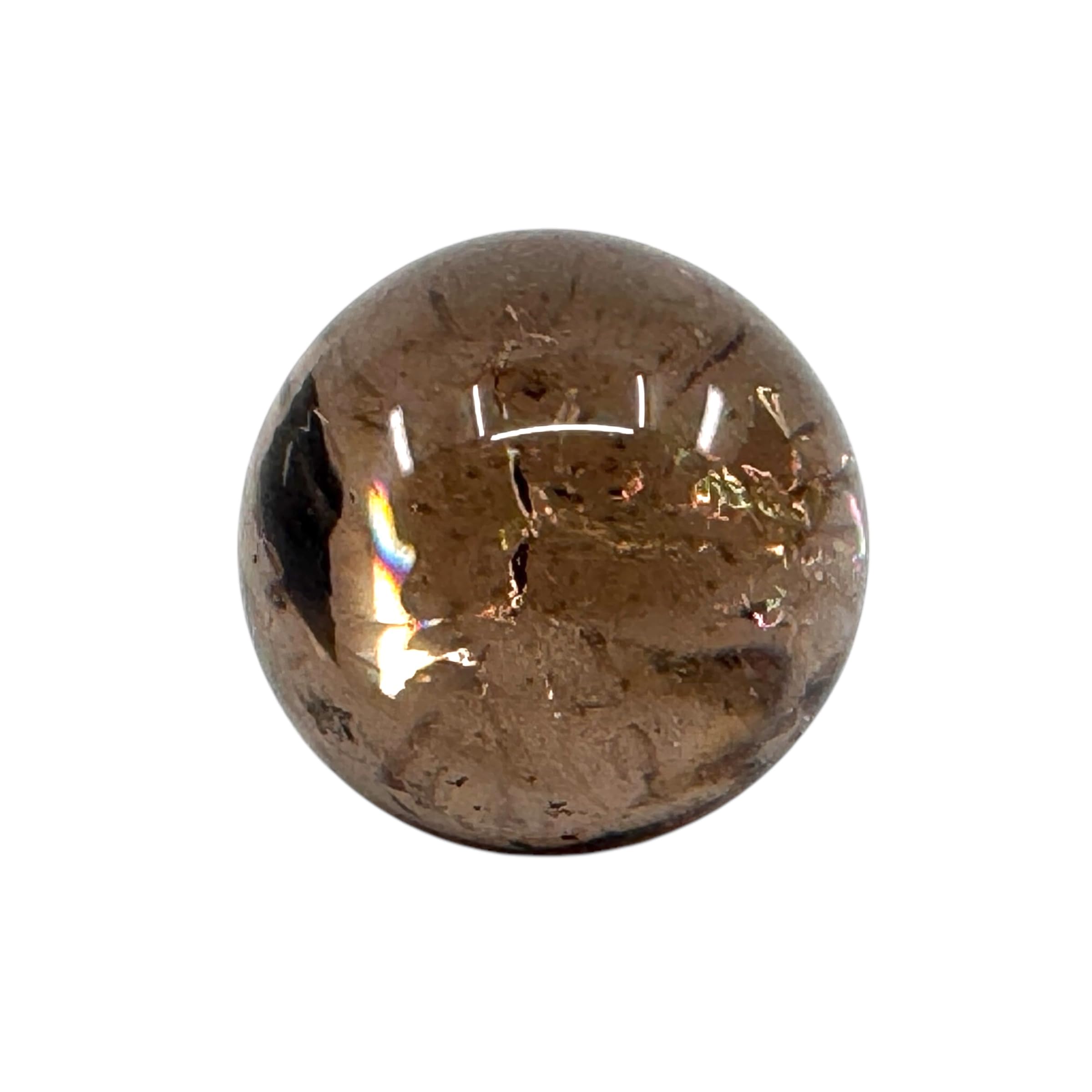 超極上 別格品 虹ギラギラ レモンクォーツ スフィア 2 シルバールチルクォーツ スフィア】直径約42.3mm｜高透明・高
