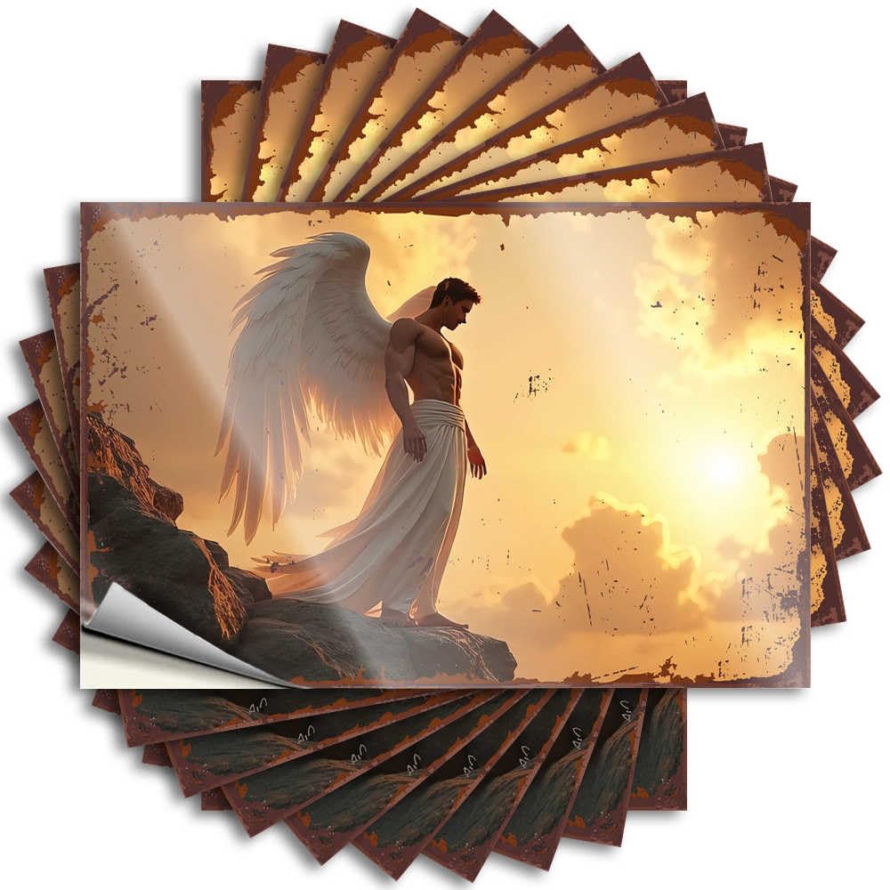 Teens Bottle Stickers | Angel of Dawn: A Serene Sunset Portrait Positive Durable Vinyl Sticker Easy Apply for Water(12X18CM)