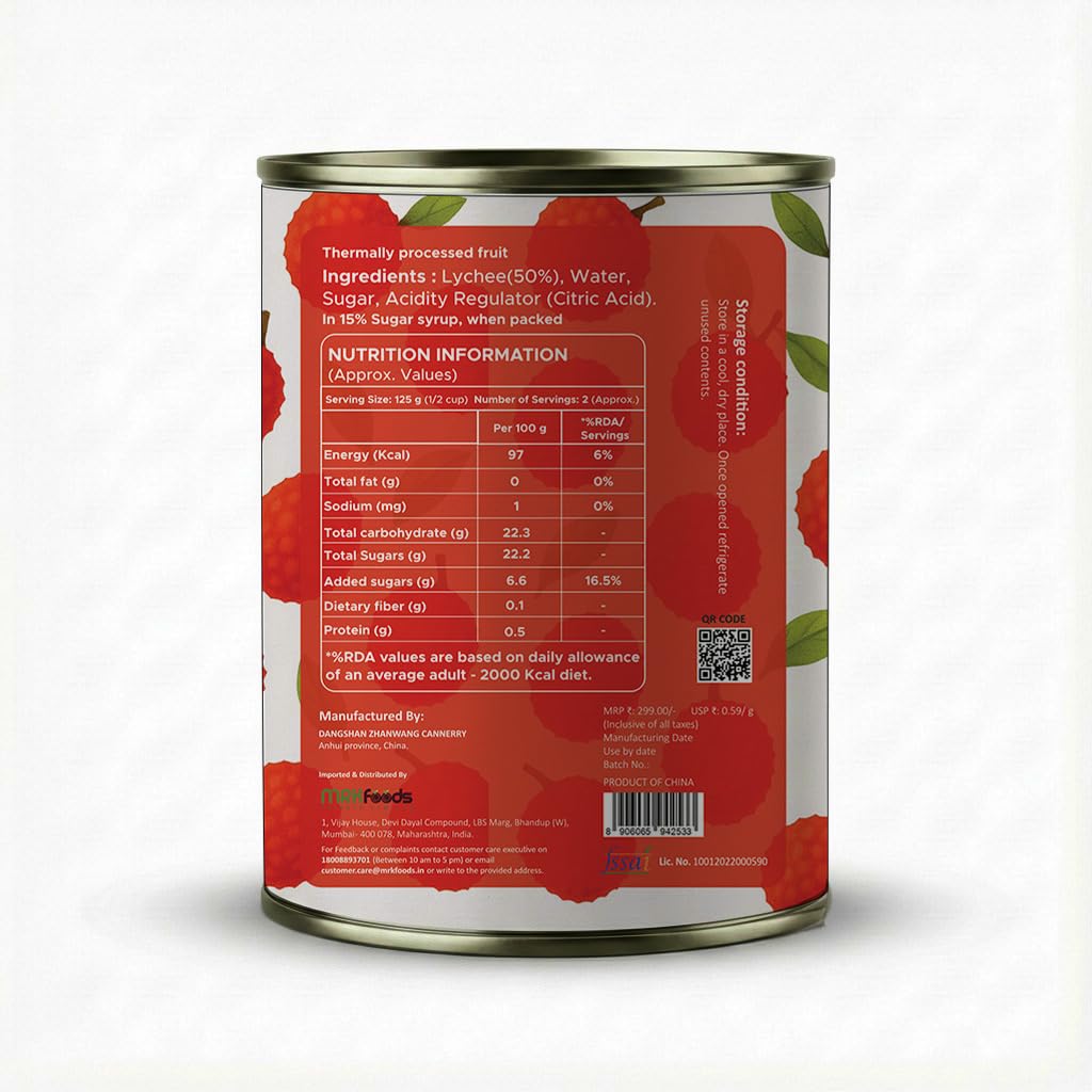 Freshos Whole Lychees in Light Syrup 510g | Juicy, Tender & Handpicked | Perfect for Desserts & Drinks