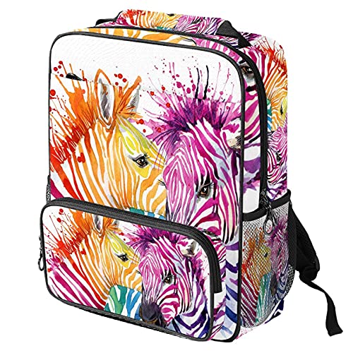 Sac à dos ordinateur portable avec imprimé zèbre aquarelle pour femme et homme