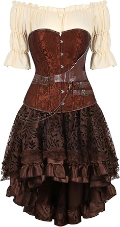 Grebrafan Steampunk Party Corsage mit Rock und Piratenbluse