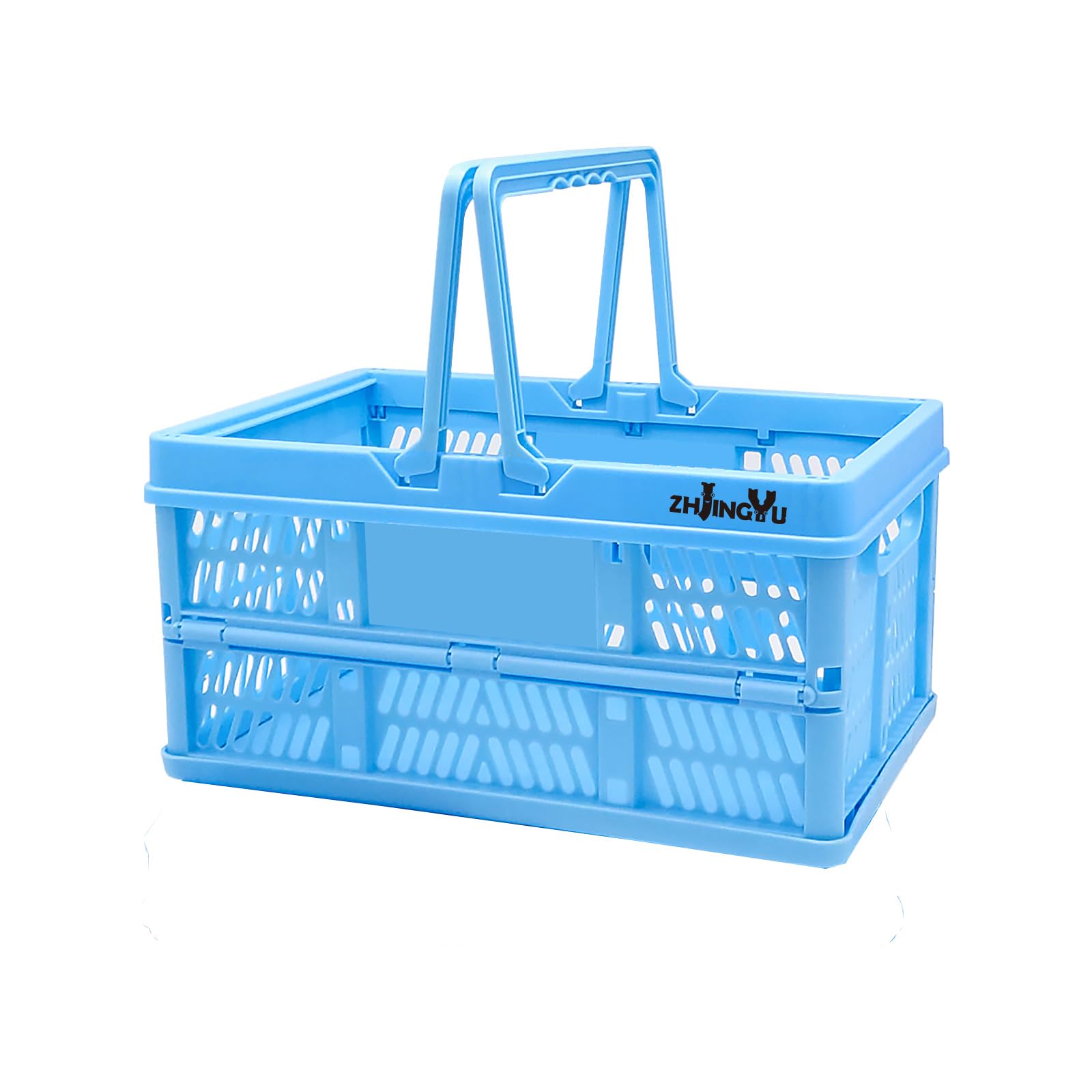 ZHJINGYU Collapsible crates for storage,plastic baskets for organizing 14.96" x 9.84"x7.87",shopping garden basket,foldable crate with Handles, car