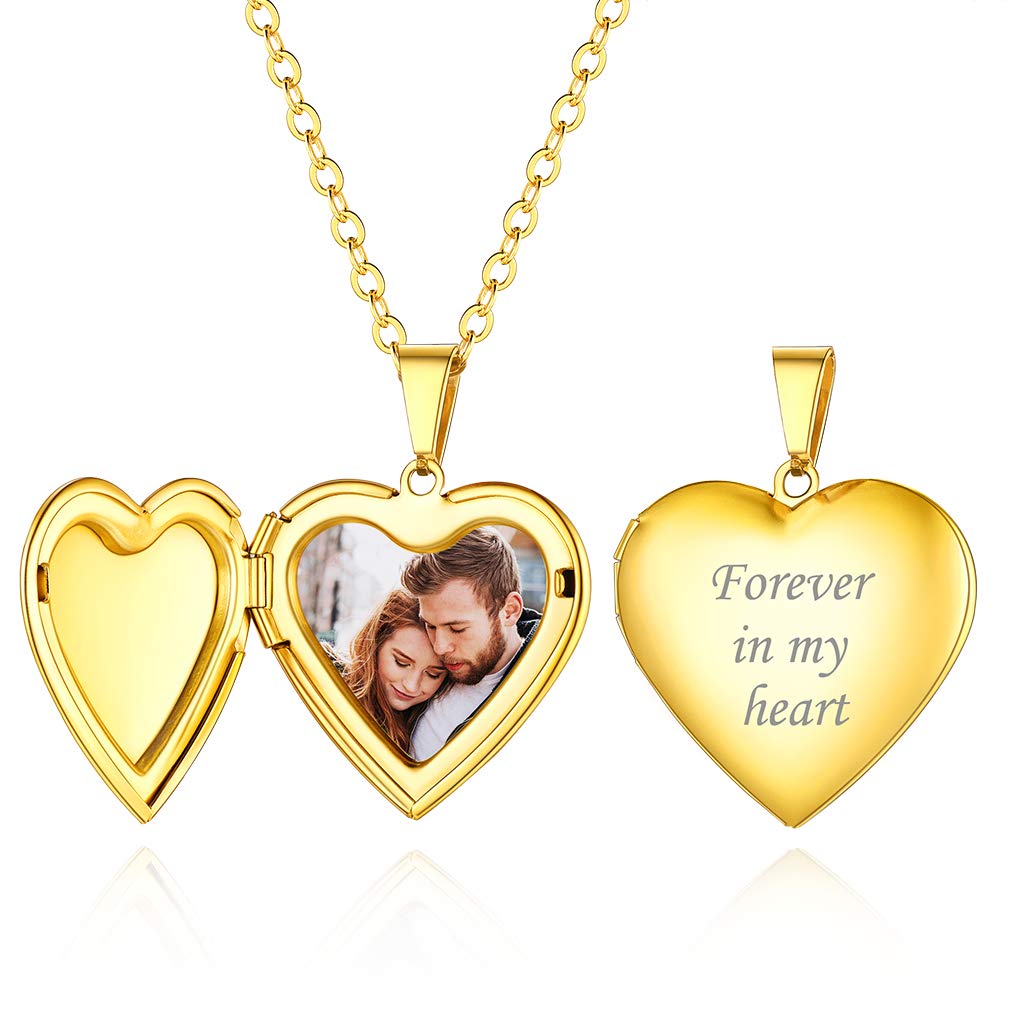 Custom4U Collana Donna Personalizzata Locket Argento Oro Foto Testo Inciso Nome Data in Acciaio Inox 316L Antiallergico Catena 50+5 CM Collana Mamma Fidanzata Confezione Regalo Creativo