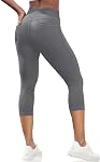 VOOVEEYA Capri Leggings for Women, High Waisted Yoga Capris Pants with Back Pockets Crop Workout Pants