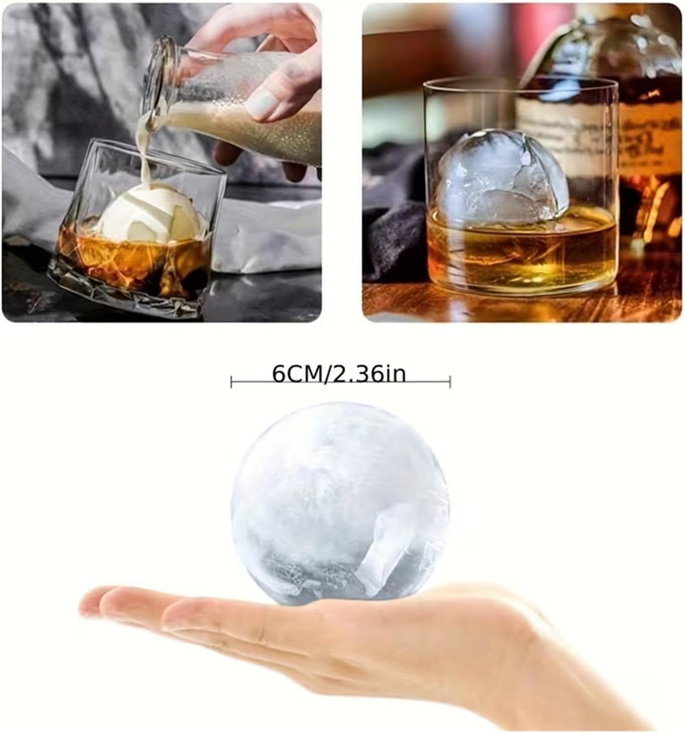 Silicone Ice Cube Mold Round Large Sphere Trays Food Grade Whiskey Cocktail Ball Maker Barware Bar Tools(Blue)