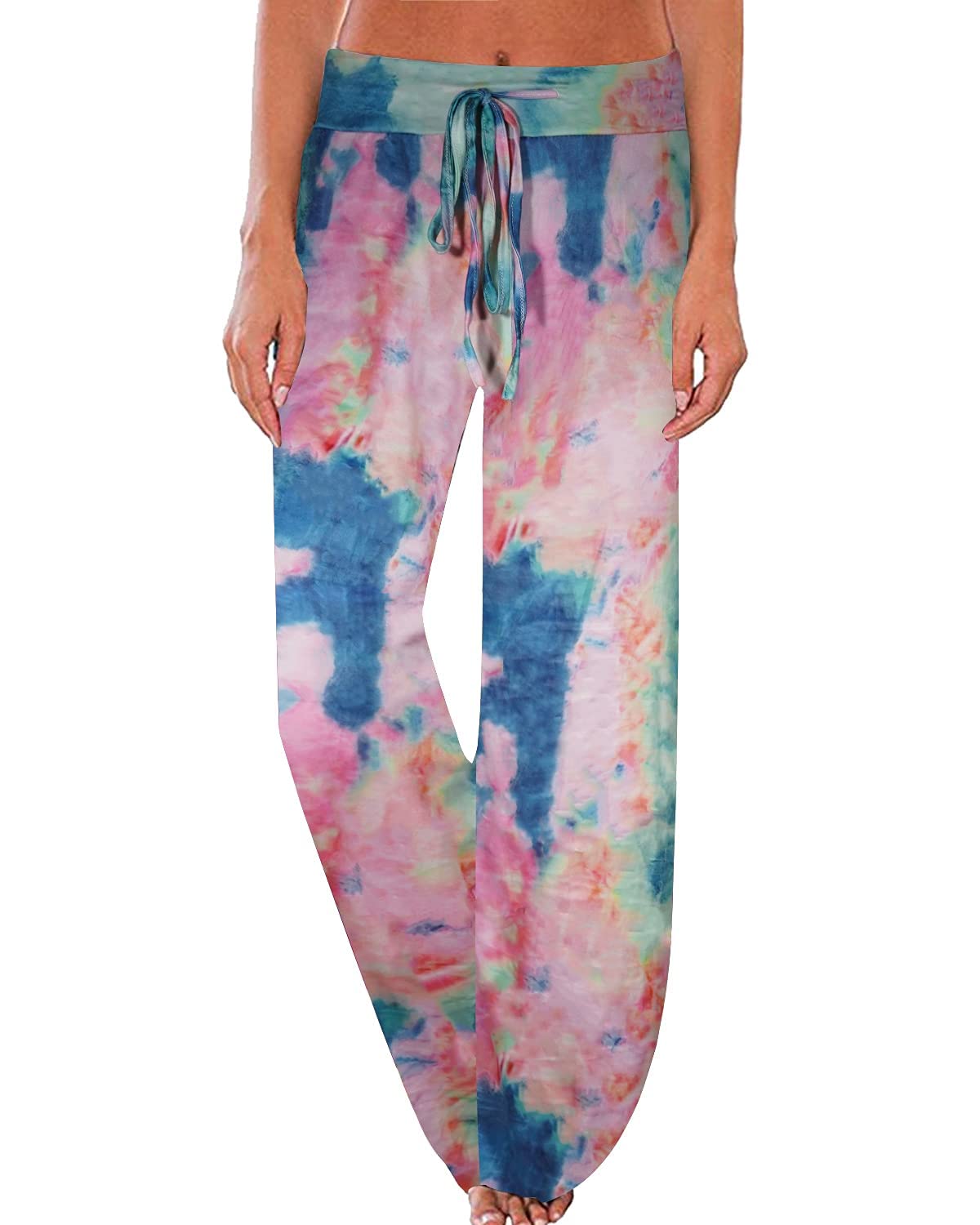 NEWCOSPLAY Women's Comfy Pajama Drawstring Wide Leg Pants
