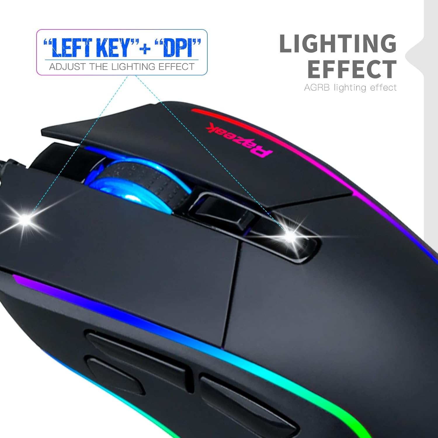RAZEAK RM-X18 Gaming Mouse Lighting Effect Adjustment