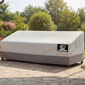 GORILLA GRIP Waterproof Large Outdoor Patio Sofa Cover, 3 Seater 90 Inch, Heavy Duty 600D Furniture Covers Sets for Winter, Keep Cushions Dry, Protects from Sun, Snow, Rain, Windproof, UV Coated