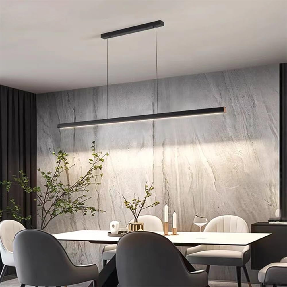 linéaire LED Noir, Barre Lumineuse Suspendue, plafonnier Minimaliste, luminaire d'îlot de Cuisine, Longue Bande Suspendue pour Lampes de Table de Salle à Manger de Bureau