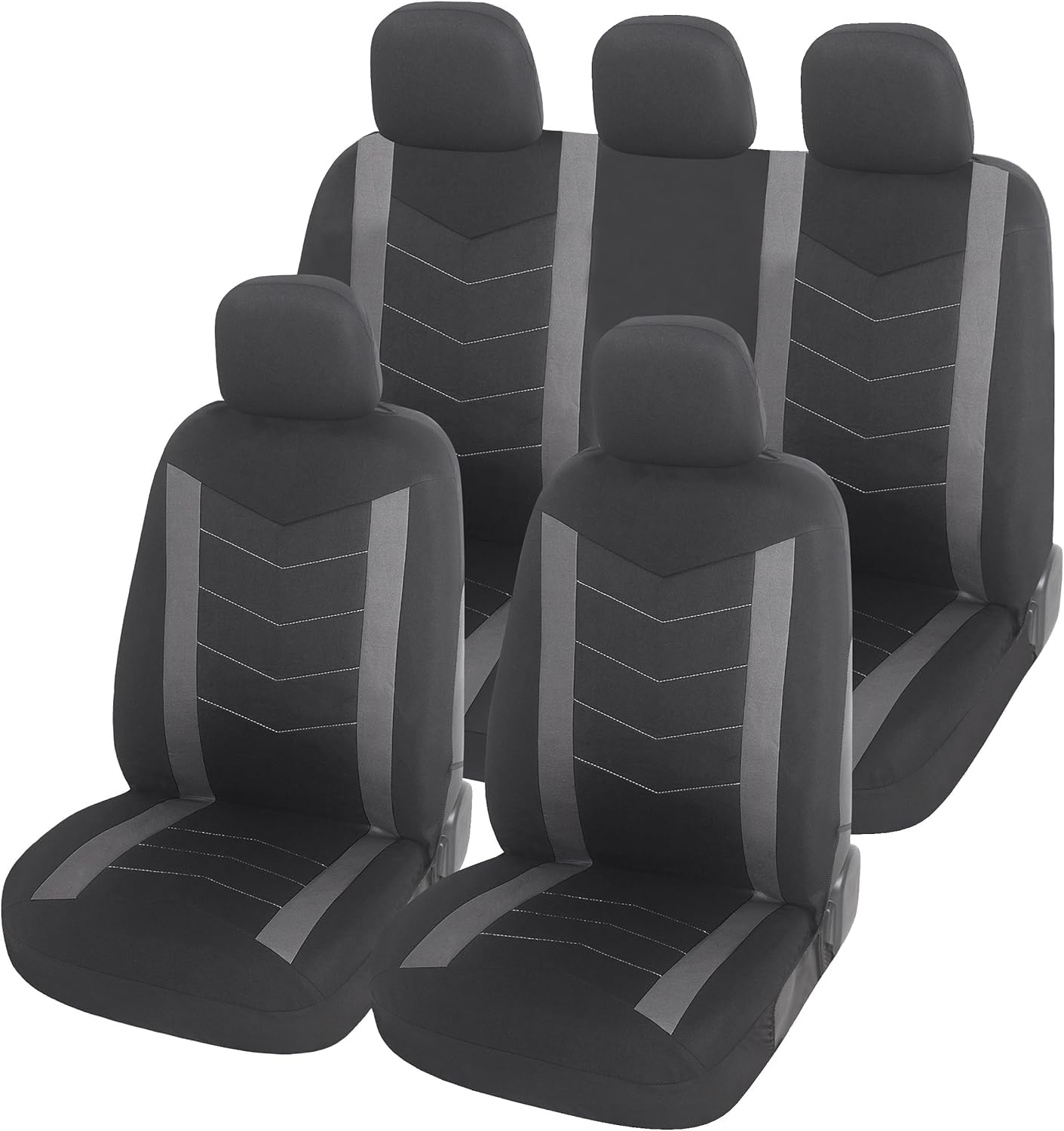 Upgrade4cars Auto-Sitzbezüge Set Universal Grau Vordersitze Rückbank Schwarz Autozubehör Innenraum