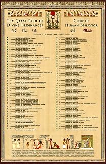 The Earth Center Great Book of Divine Ordinances, Code of Human Behavior, Seventy-seven 77 Commandments, Laws of Ma'at, Negative Confessions, 24x36 inch poster