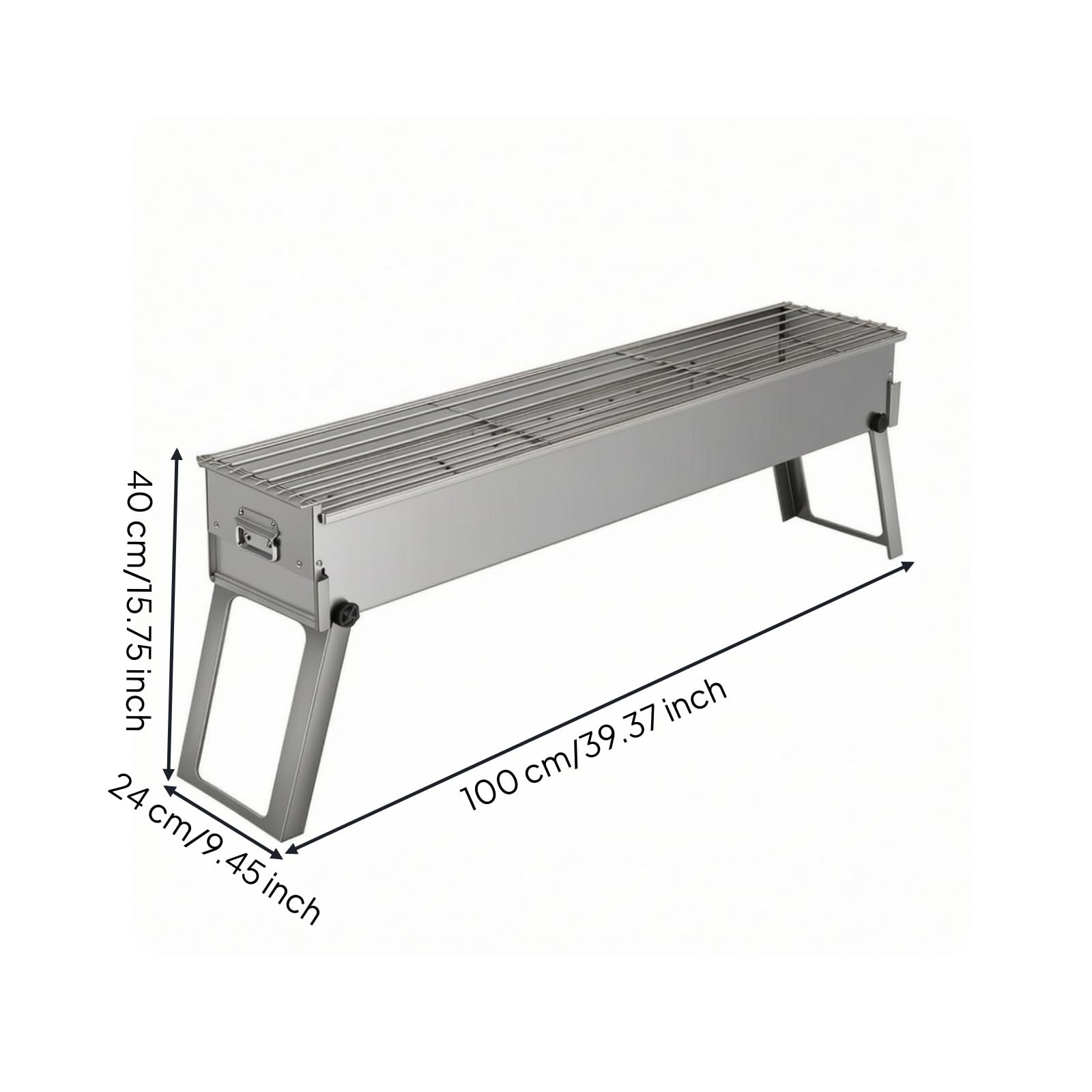 Parrilla de Barbacoa Portátil Parrilla de Carbón Parrilla Plegable Parrilla de Acero Inoxidable con Asas Laterales y Patas Plegables para Transporte, size to 1