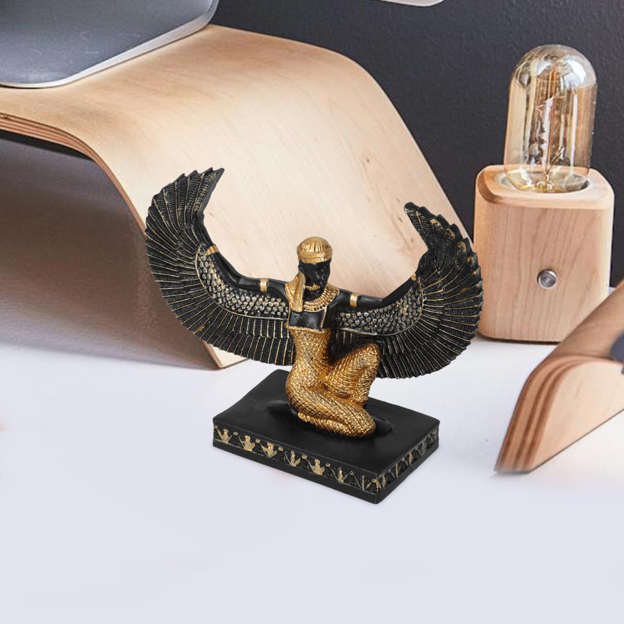 IMIKEYA Estatua Decorativa De La Diosa Egipcia En Resina Ligera 4.92X3.81X1.77In Artesanía Egipcia para Decoración del Hogar Y Oficina