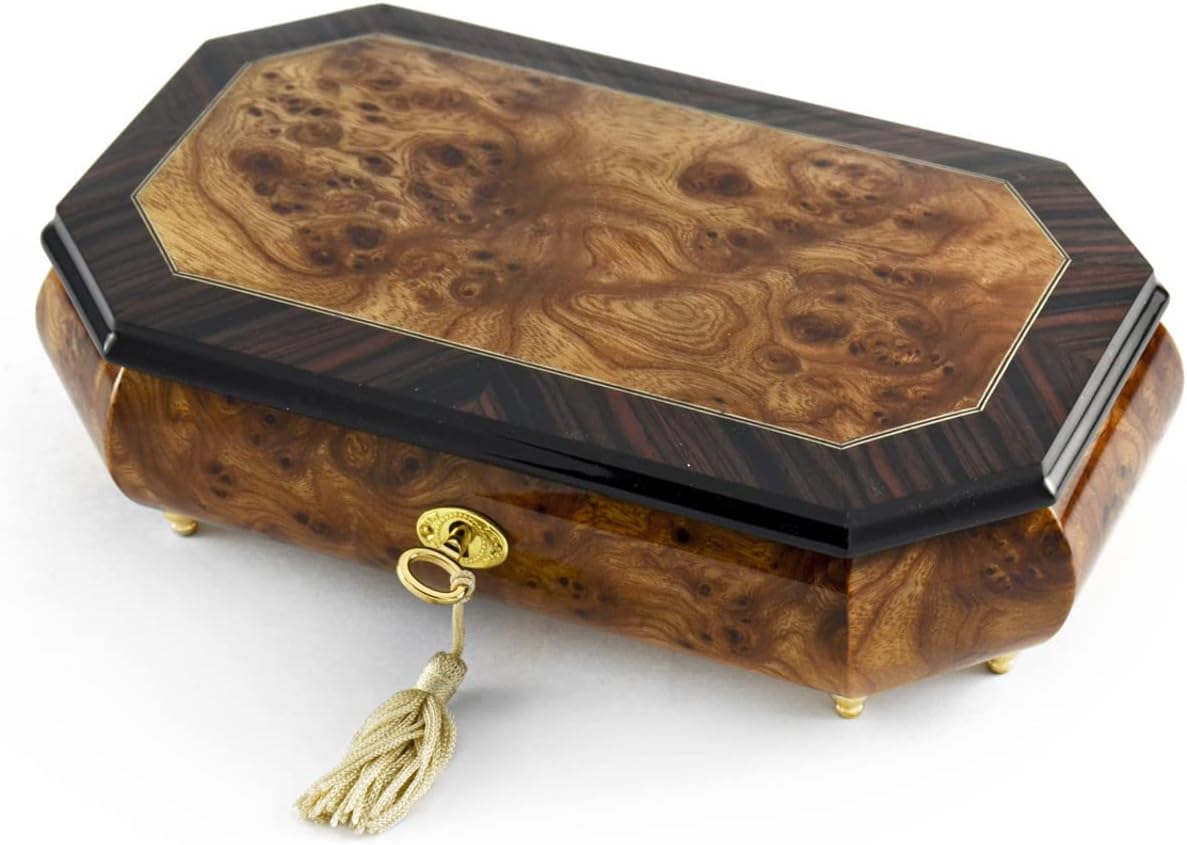 Handcrafted Classic Style Cut Corners Music Jewelry Box with Lock and Key - Come Back to Sorrento