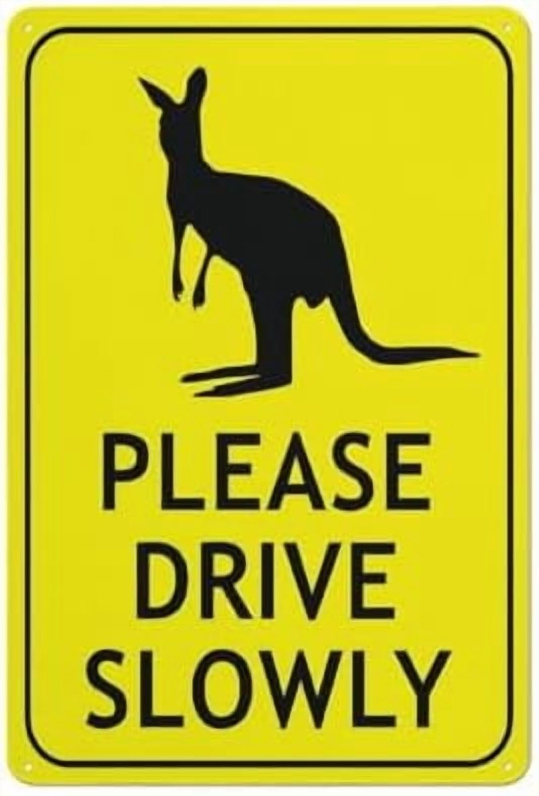 (2-Pack) Metal Tin Sign Wallaby Please Drive Slowly Bright Yellow Sign 8"X12" Rust Free Signs Outdoor, Sign For Home, Business, Yard