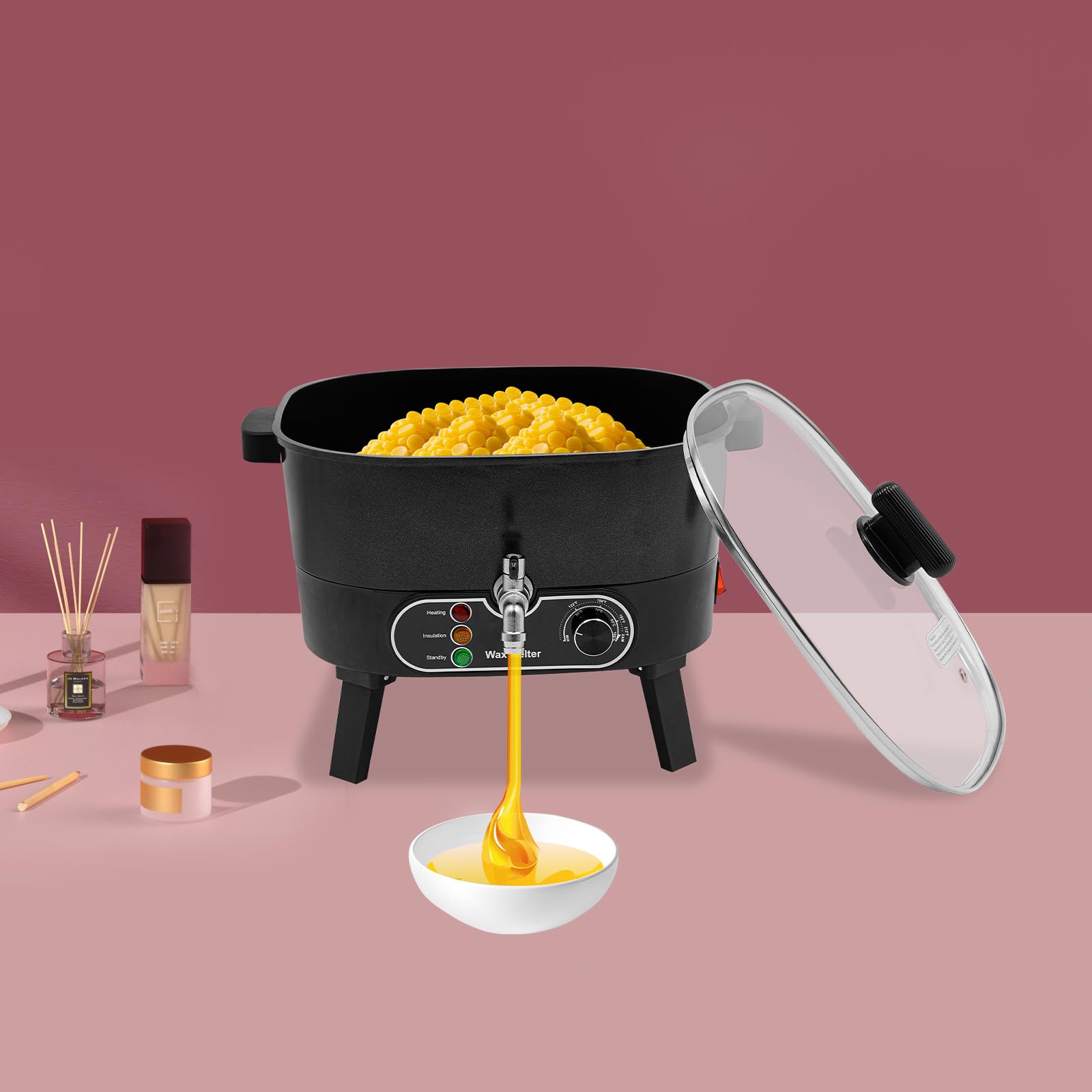 Juego de velas ajustables para fundir la cera, calentador de cera, calentador de cera, olla de fusión, olla de cera para fundir, control preciso para diferentes tipos de cera