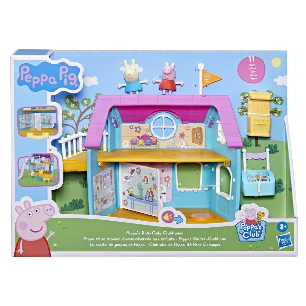 Peppa Pig Peppas Kinder-Clubhaus, Vorschulspielzeug mit Soundeffekten, enthält 2 Figuren und 7 Accessoires, ab 3 Jahren