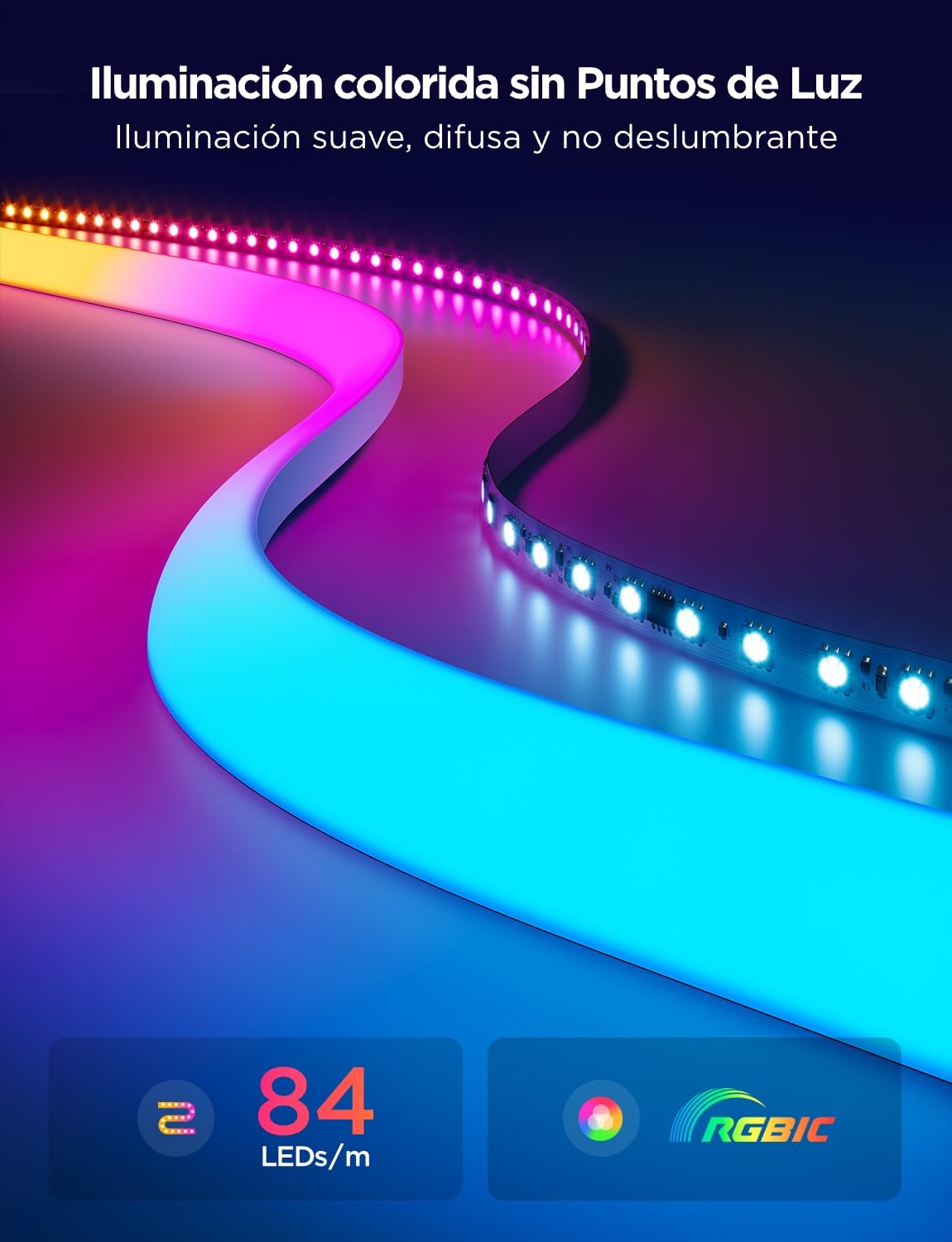 Govee Neon Tira LED para Cenefa, 5M RGBIC Luces LED de Luz para Líneas y Esquinas de Pared, Compatible con Matter, Sinc de Música, Cortable, para Sala de estar, Sala de Juegos, Dormitorio, Corredor | Alexa/Google Assistant,Sinc de Música,Cortable,lámpara