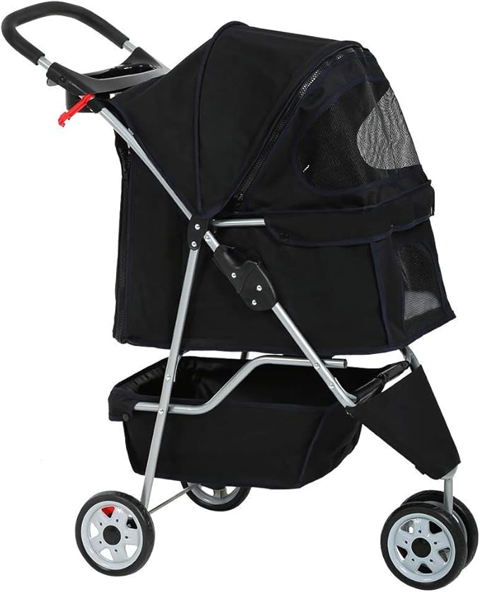 New Black Pet Stroller Cat Dog Cage 3 Wheels Stroller Travel Folding Carrier T13 Amazon.ca