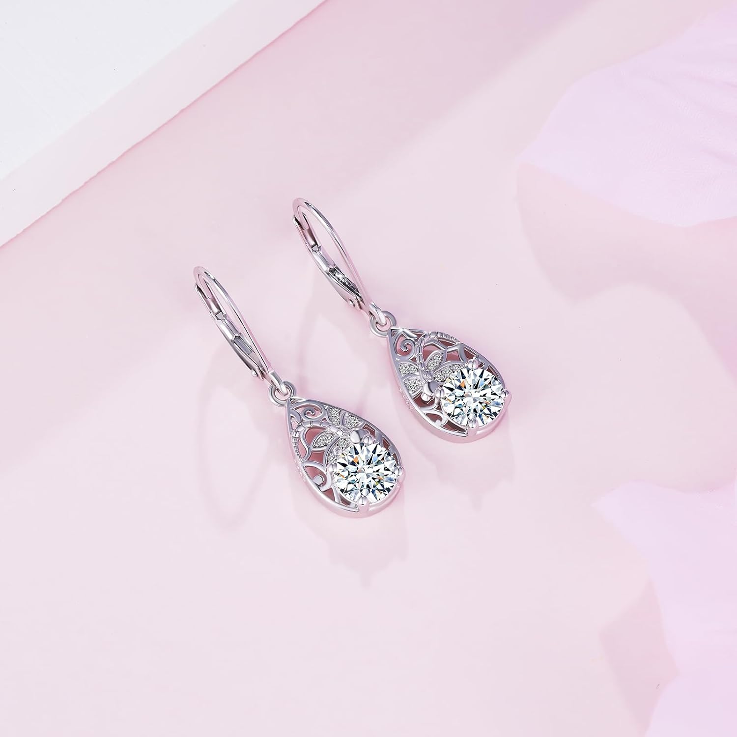 Dragonfly Earrings 925 Sterling Silver Moissanite Earrings for Women Dragonfly Dangle Earring with 1-2 Ct Moissanite Stone Jewelry Gifts for Women