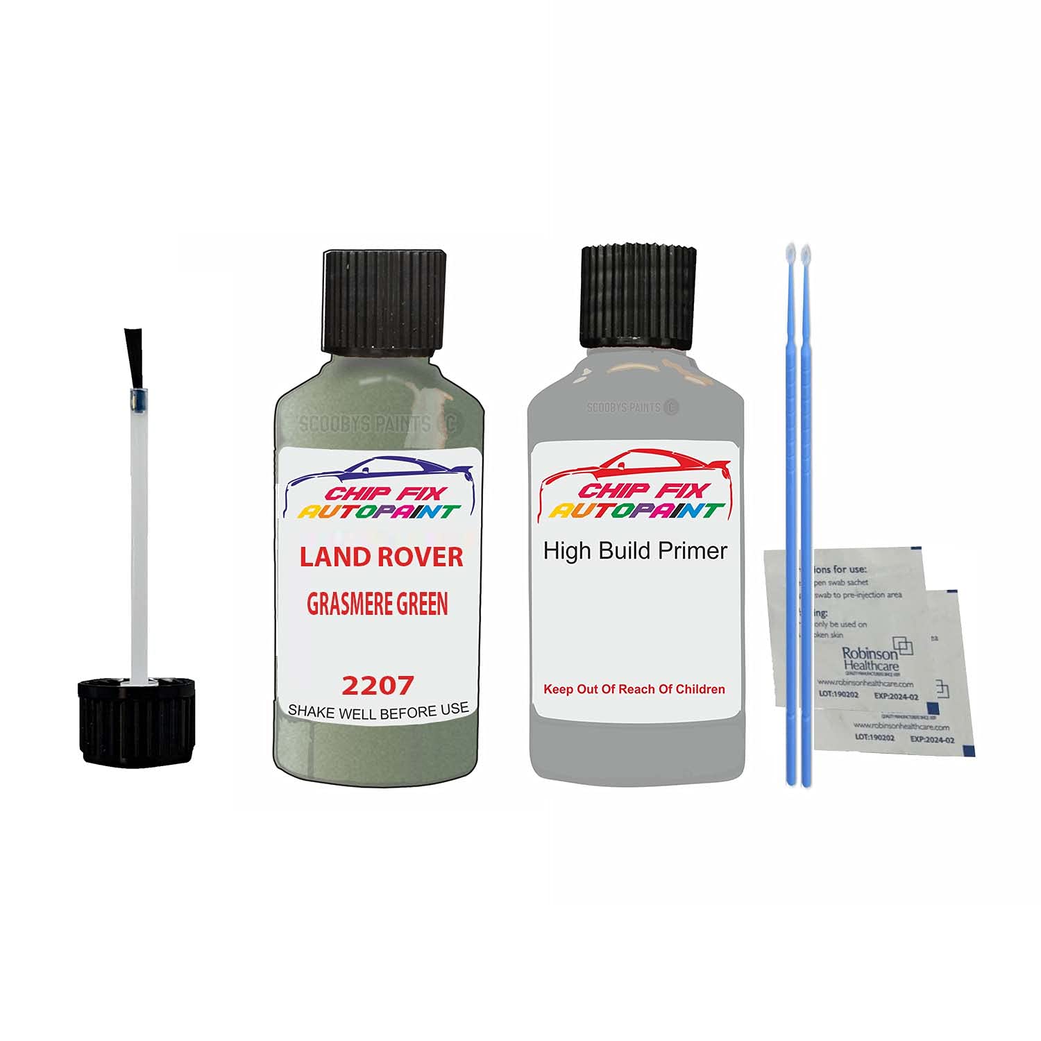 Scoobys Paints Back In The Mix Grasmere Green Compatible With Land Rover Touch Up Paint Scratch Stone Chip Primer Undercoat Repair Kit Code: 2207