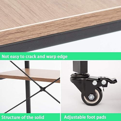 Miniatura 5 de AZ L1 Life Concept Mesa auxiliar de cocina con 3 niveles para horno de microondas, estación de trabajo con ruedas, 23.7 pulgadas