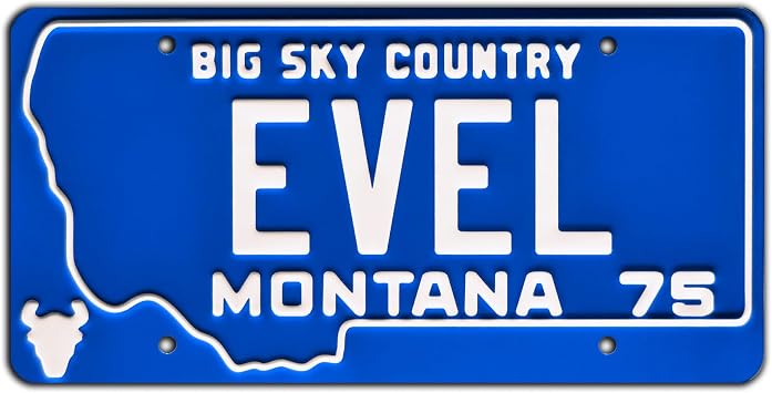 Celebrity Machines Evel Knievel | EVEL | Metal Stamped License Plate