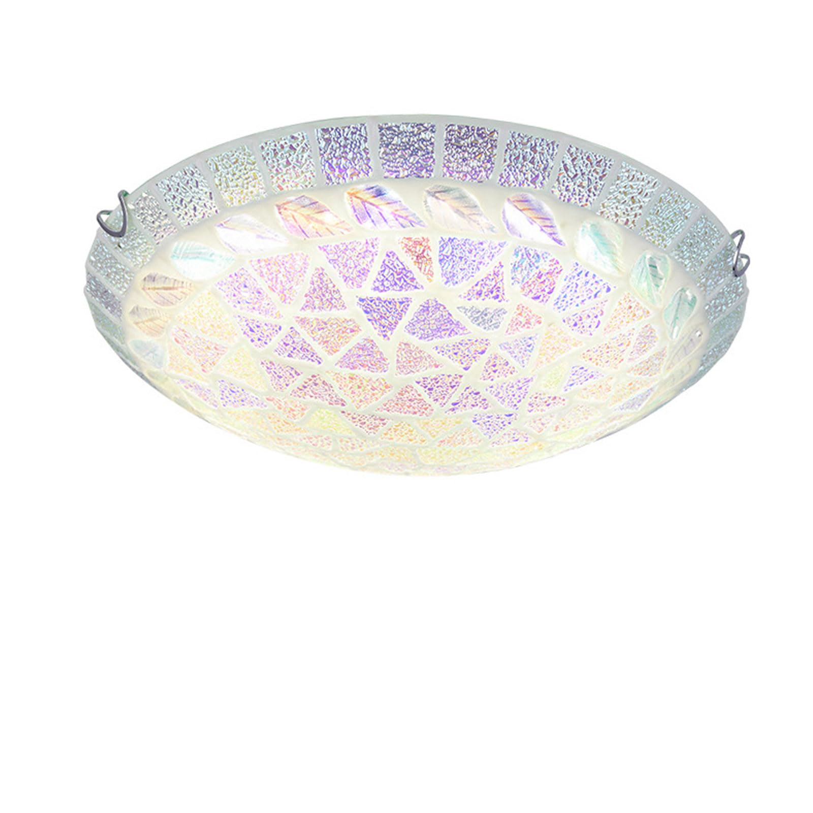 GZDD Mediterranean Ceiling Lamp for Living Room Bedroom Home Loft Luminaria Decor Indoor Light Tiffany Stained Glass Lighting Fixture,White,30cm