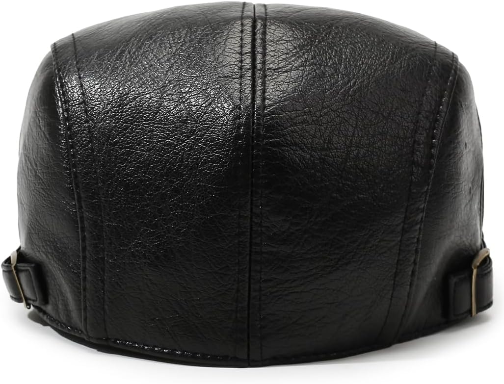 Men Women Vintage Leather Newsboy Flat Cap Beret Driving Ivy Hat - Image 5