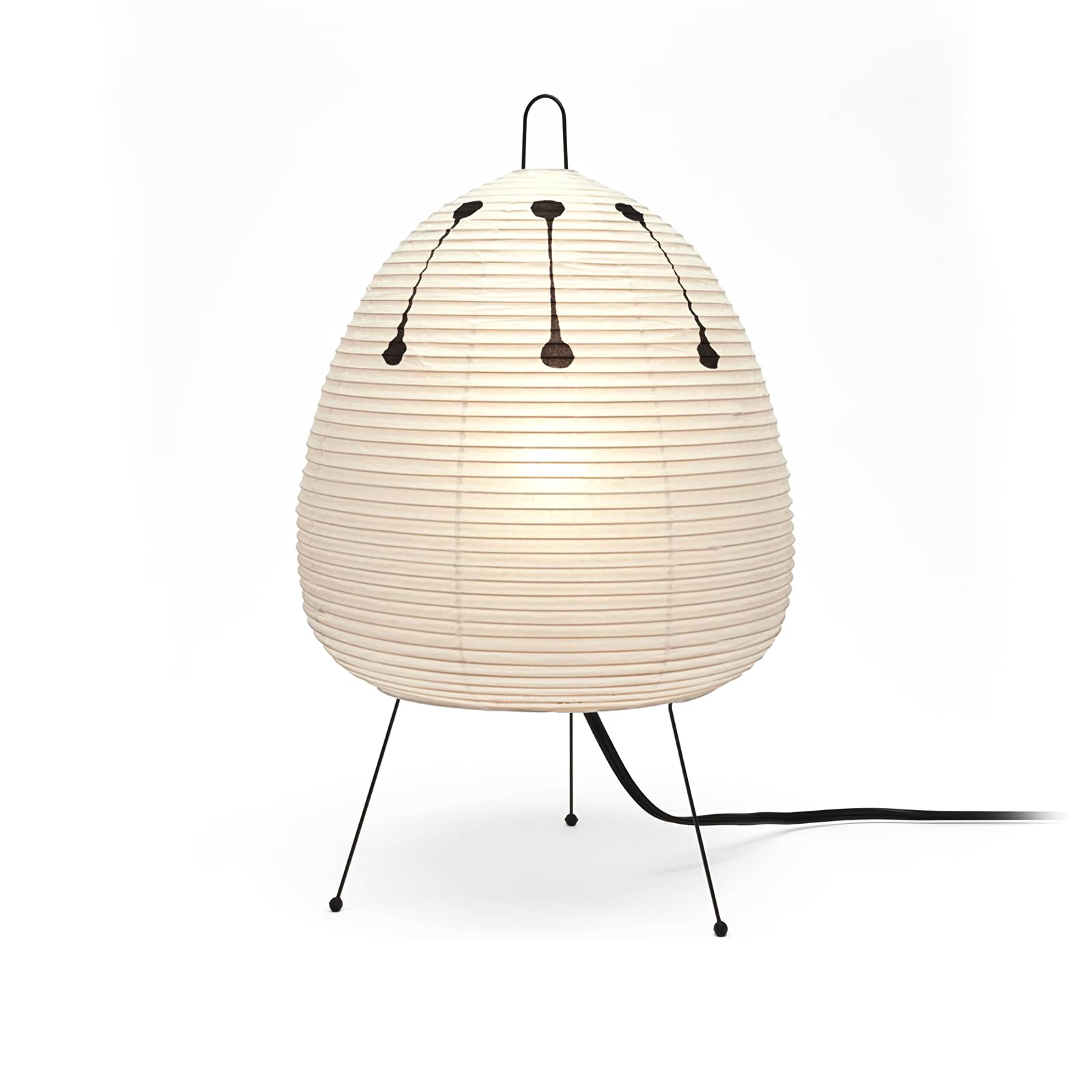 White Lantern Lamps Japanese Rice Paper Table Lamp Creative Round Painting Paper Lamp Body with Metal Support Beside Nightstand Lamp for Living Room Study Room Office