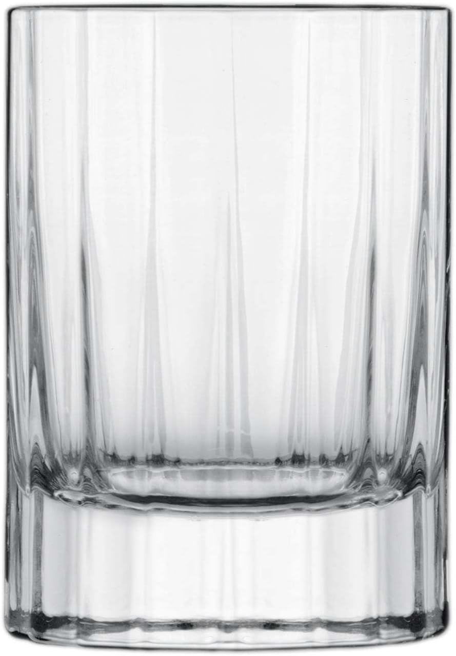 Luigi Bormioli Bach 2.25 oz Liqueur Glasses, Set of 4 - Fine Laser-Cut Rims Durable Thick Base, Made of SON-hyx Crystal - Sinuous Design Mixed Drink Glass - Made in Italy, Dishwasher Safe