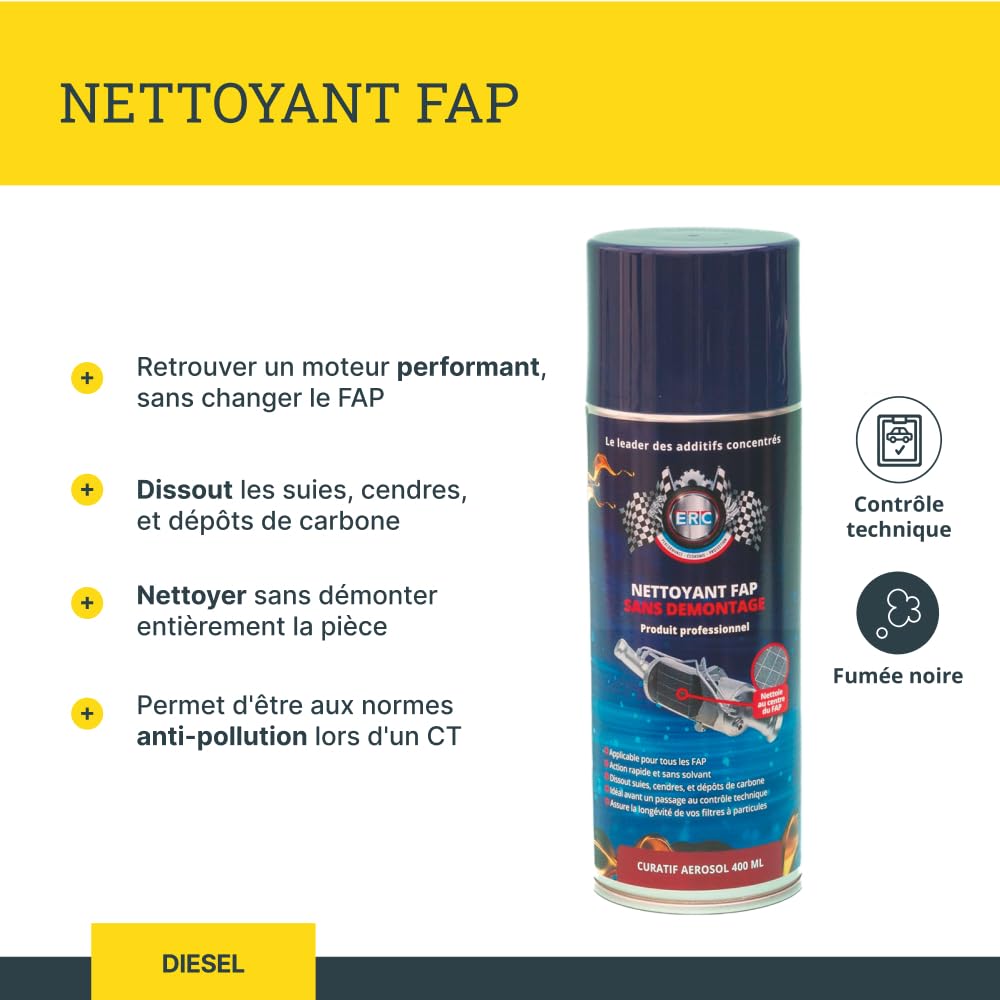 ERC Nettoyant FAP Sans Démontage 400 ml | Nettoyage curatif filtre à particules diesel | Dissout suies et dépôts de carbone | Action rapide sans solvant | Compatible tous FAP