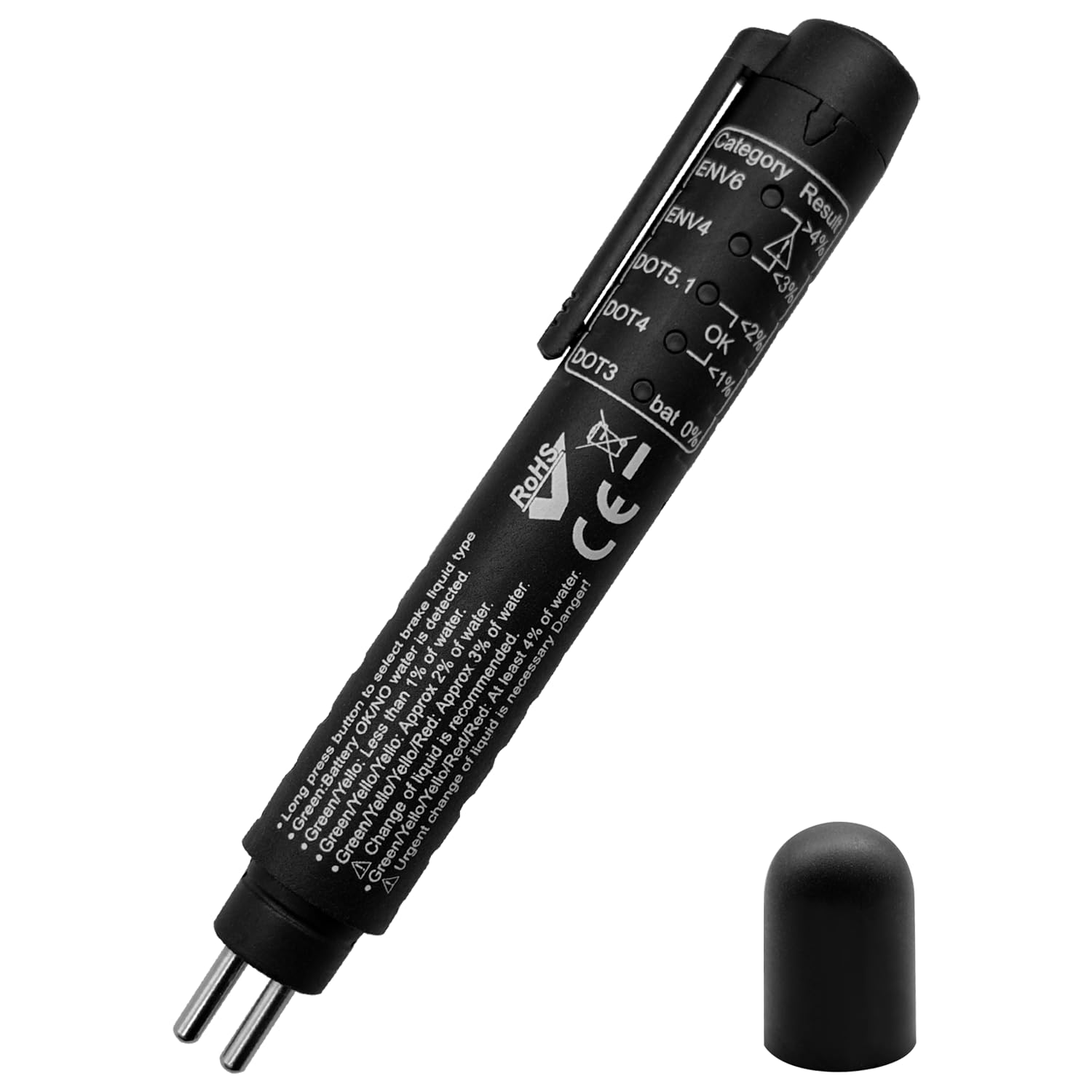 ZKTOOL Auto Universal Bremsflüssigkeitstester ist für Bremsflüssigkeit DOT3 DOT4 DOT5 ENV6 ENV4, Bremsflüssigkeitsprüfer mit 5 LED-Anzeigen, Bremsflüssigkeit Tester Stift, Wassergehaltstester