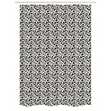 Ambesonne Dog Lover Stall Shower Curtain, Canine Breeds Bulldog Chihuahua Siberians and Retriever Love Heart Paw Prints, Decorative Fabric Set with Hooks for Bathroom, 54" X 78", Multicolor