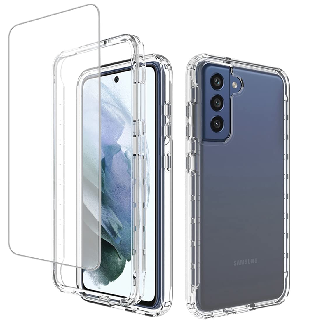 Zoeirc Case for Galaxy S21 FE 5G Case, SM-G990U Case with Tempered Glass Screen Protector, Soft 360 Full Body Shockproof Hybrid Bumper Crystal Clear